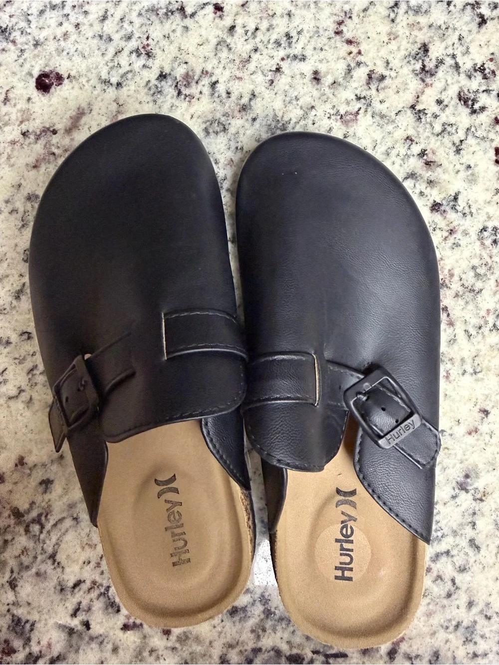 Hurley Black Slip-On Cork Clog Mules with Buckle Detailing - Size 4 (NWOT)